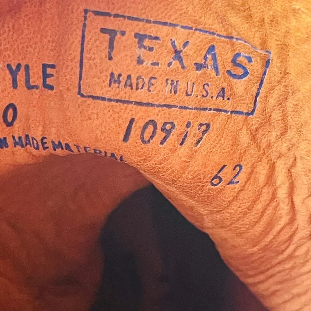 Texas Brand Black Leather Cowboy Boots 9D 8800